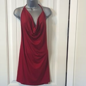 Elegant Red Halter Dress